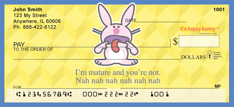 Its Happy Bunny Insults Personal Checks