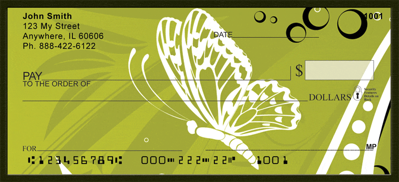 Butterflies On Green Checks