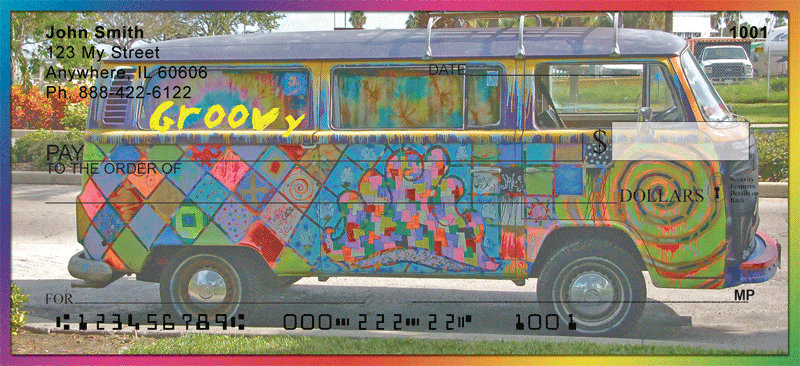 Groovy Hippie Bus Personal Checks