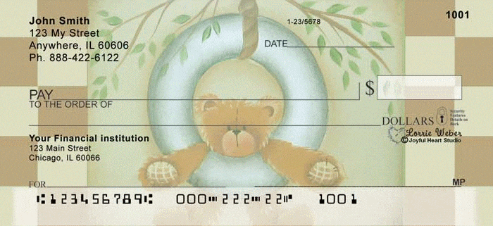 Tire Swing Teddy by Lorrie Weber Personal Checks