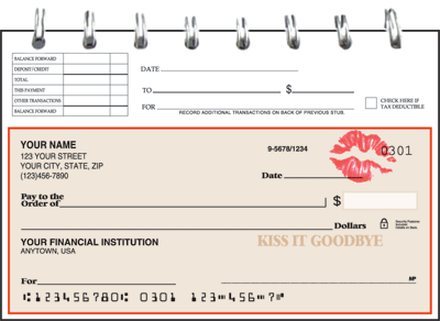 Kiss It Goodbye Top Stub Personal Checks