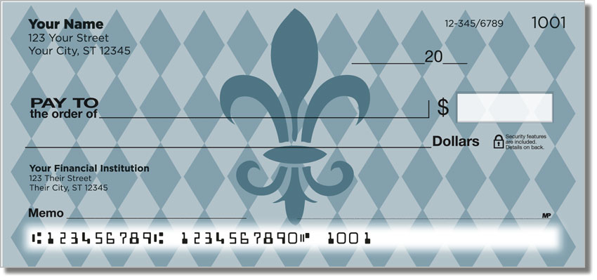 Blue Fleur de Lis Checks