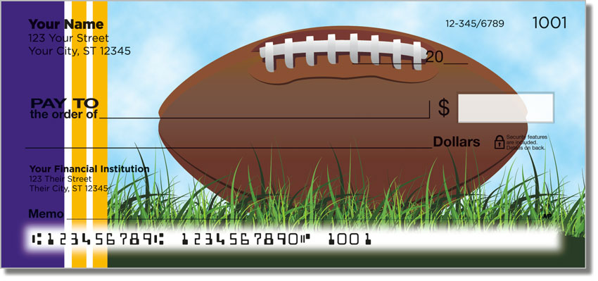 Purple & Yellow Football Fan Checks