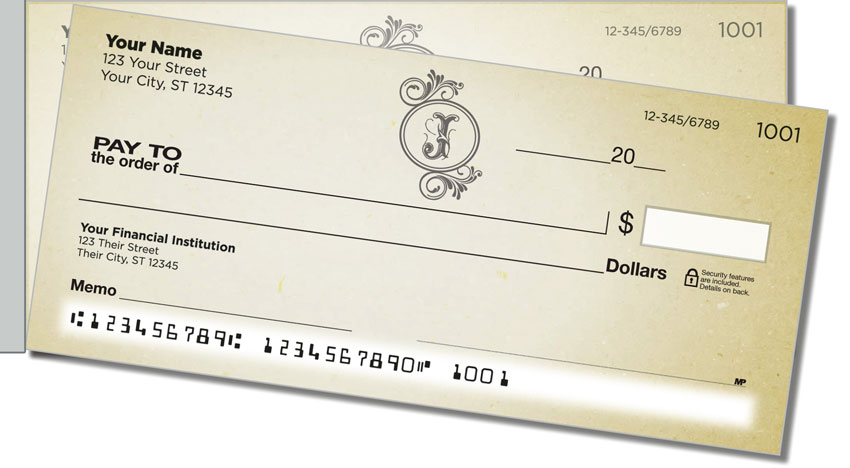 J Monogram Side Tear Personal Checks