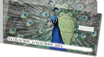 Colorful Peacock Side Tear Personalized Checks