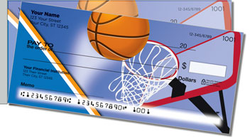 Blue & Orange Basketball Side Tear Personalized Checks