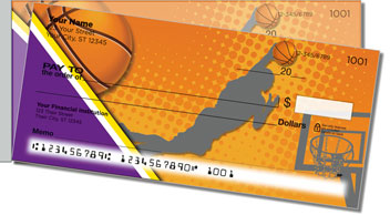 Purple & Gold Basketball Side Tear Theme Checks