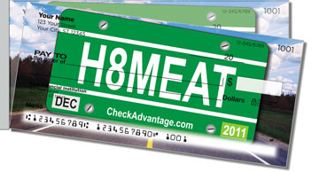 License Plate Side Tear Personalized Checks