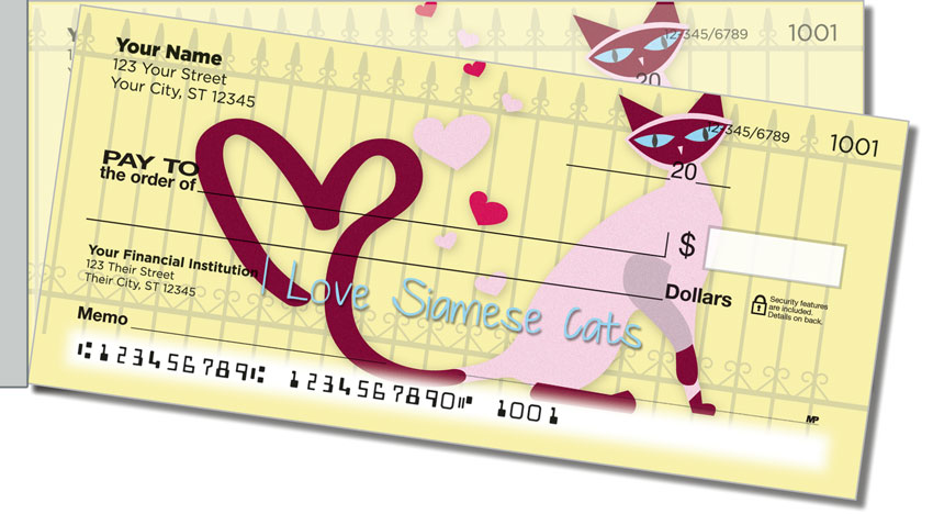 Siamese Cat Side Tear Personal Checks