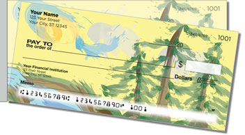 Pine Tree Painting Side Tear Personalized Checks