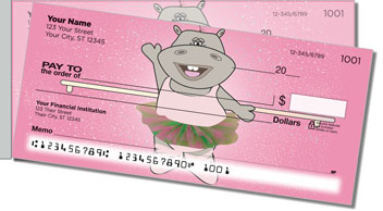 Happy Hippo Side Tear Personalized Checks