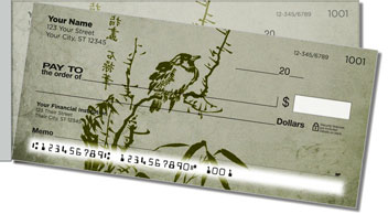 Japanese Bird Art Side Tear Personalized Checks