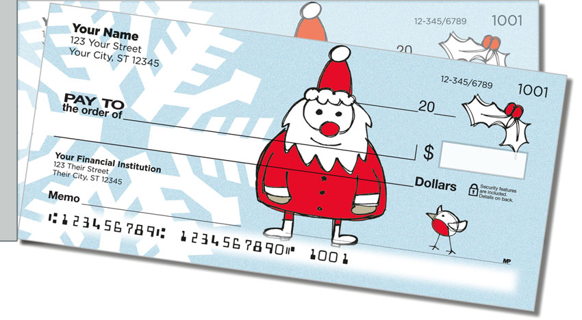 Christmas Doodle Side Tear Personal Checks