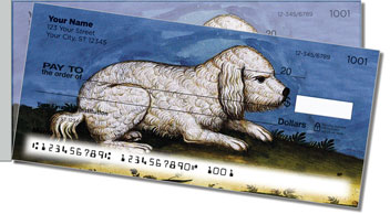 Vintage Dog Painting Side Tear Design Checks