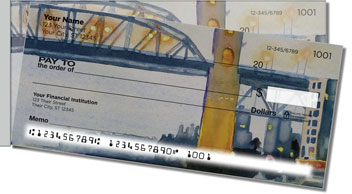 Watercolor Seascape Side Tear Personalized Checks
