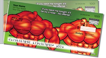 Bodybuilder Cartoon Side Tear Design Checks