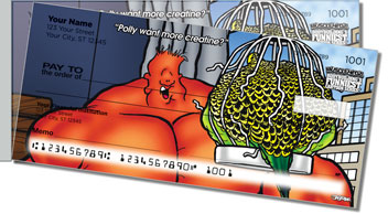Bodybuilder Cartoon Side Tear Personalized Checks