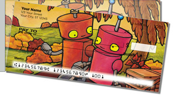 Robots In Love Side Tear Personalized Checks