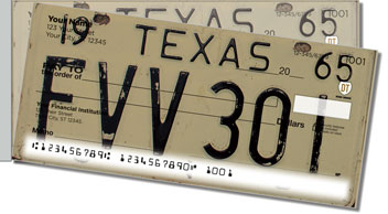 Texas License Plate Side Tear Personalized Checks