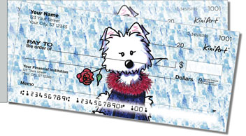Westie Floral Side Tear Personalized Checks