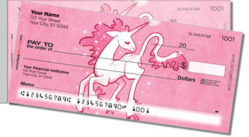 Cute Unicorn Side Tear Personalized Checks