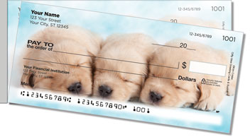 Sleepy Golden Pup Side Tear Design Checks
