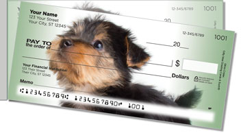 Yorkie Pup Side Tear Theme Checks