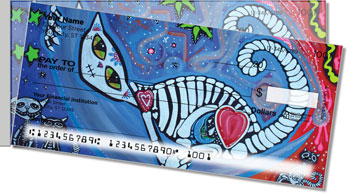 Skelly Cat Side Tear Personalized Checks
