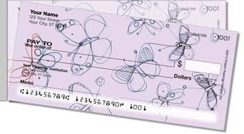 Sepia Butterfly Purple Side Tear Personalized Checks