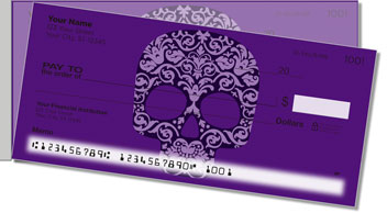 Damask Skull Side Tear Personalized Checks