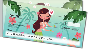Hula Girl Side Tear Personalized Checks