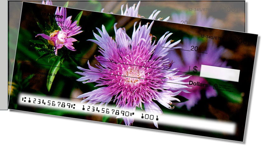 Purple Flower Side Tear Personal Checks